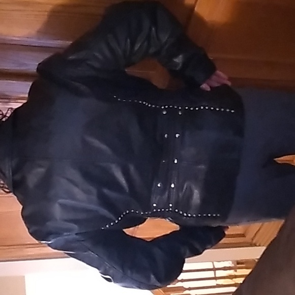 Women's black 2XL Leather motorcycle jacket - Picture 11 of 12